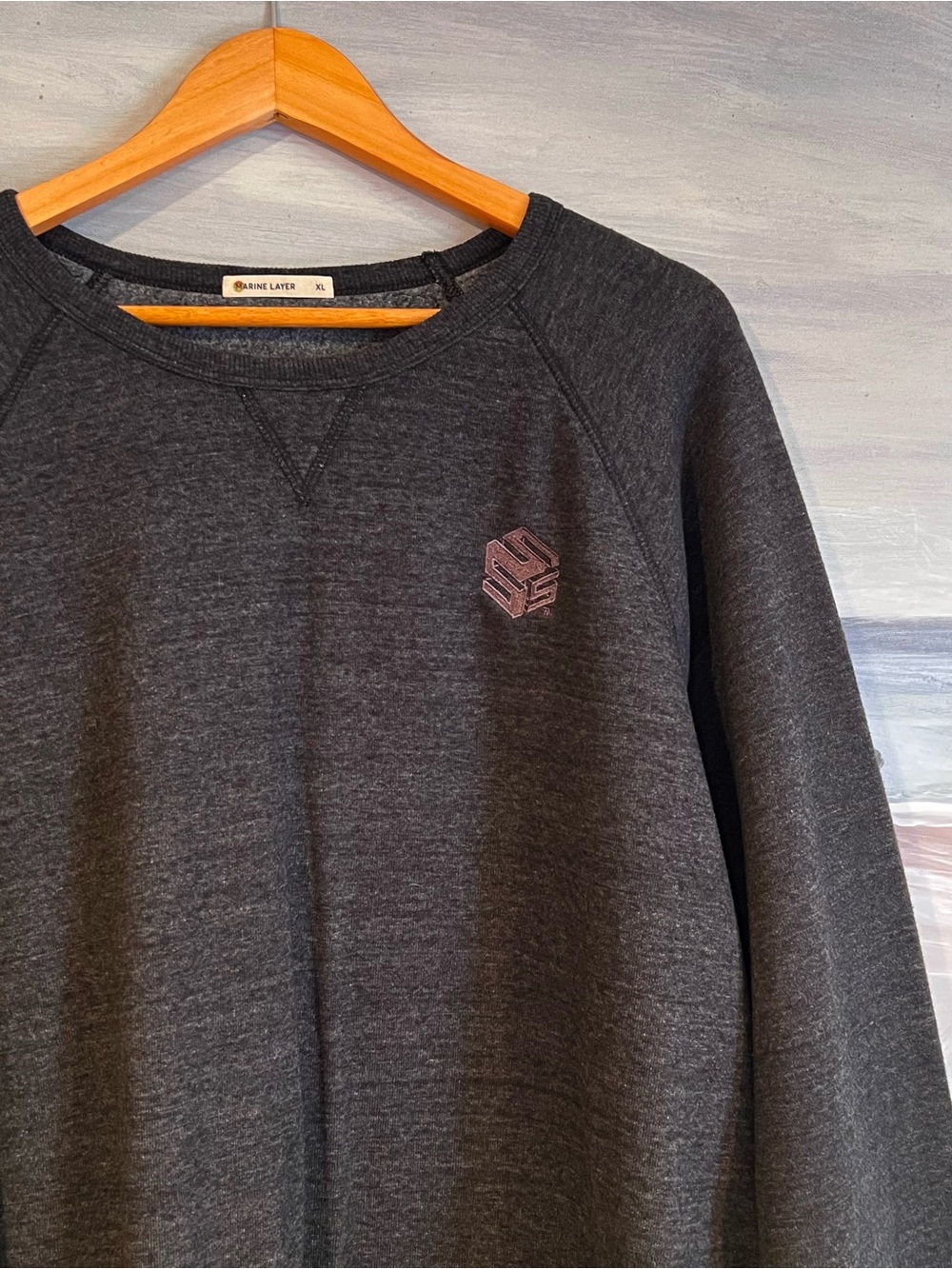 Marine Layer Men’s Sweatshirt XL Crew Neck Pullover Fleece Soft Cozy Casual Gray - Picture 5 of 11